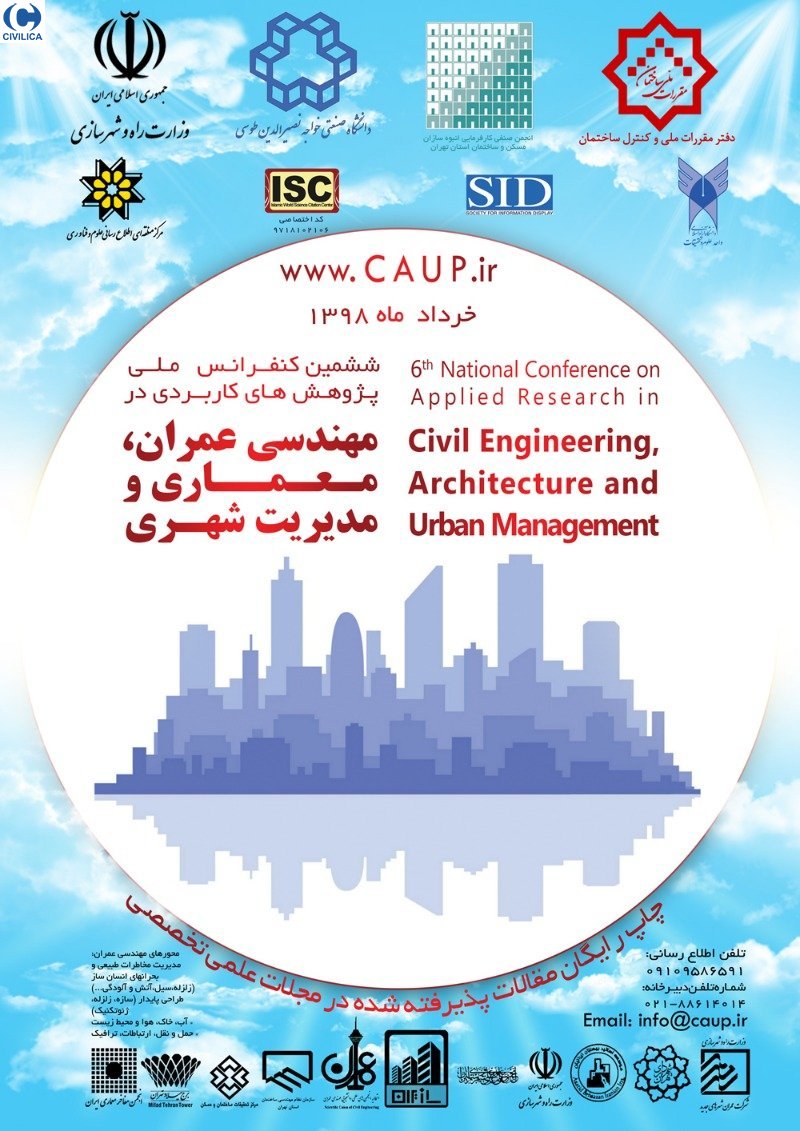 علی رضا رحمت نیا ششمین کنفرانس ملی پژوهشهای کاربردی در مهندسی عمران، معماری و مدیریت شهری
